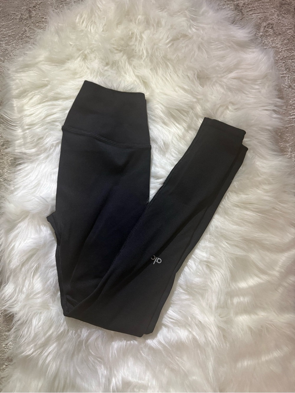 ALO Yoga Black Ribbed High-Waist Leggings